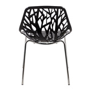 Ravenna 5-Piece Dining Set: 4 Stackable Plastic Chairs & Round Wood Table, Metal Base - Elax Furniture