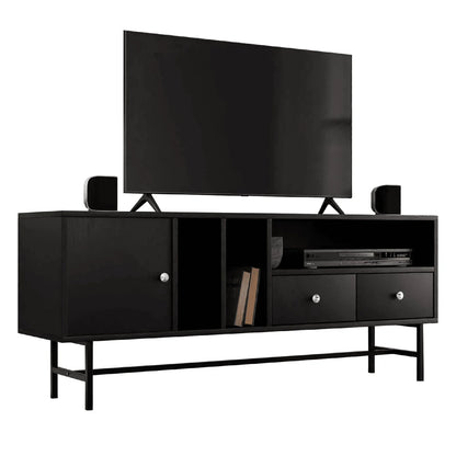 Rochester Modern Rectangular TV Stand: Enclosed Storage & Powder-Coated Iron Legs - Elax Furniture