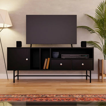 Rochester Modern Rectangular TV Stand: Enclosed Storage & Powder-Coated Iron Legs - Elax Furniture