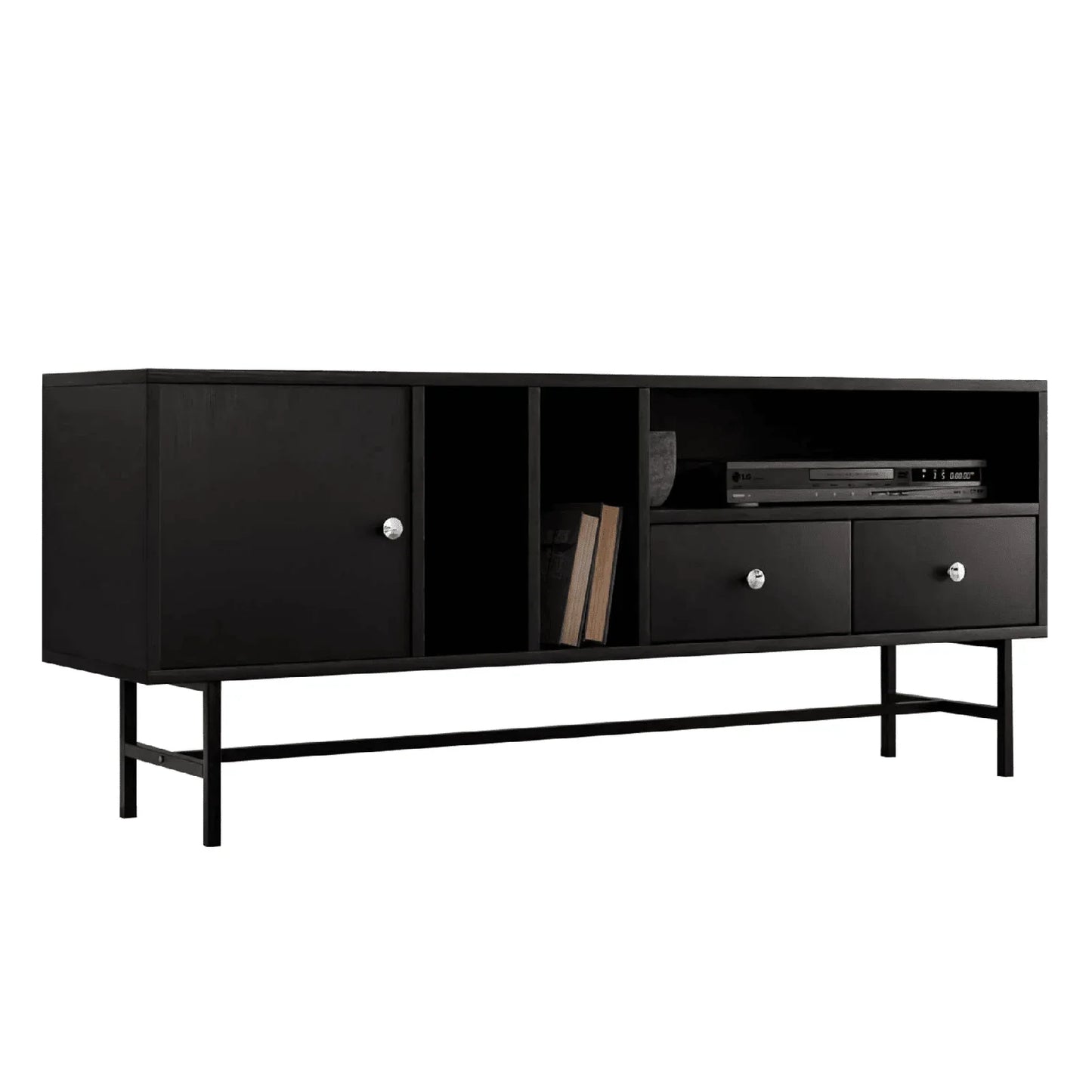 Rochester Modern Rectangular TV Stand: Enclosed Storage & Powder-Coated Iron Legs - Elax Furniture