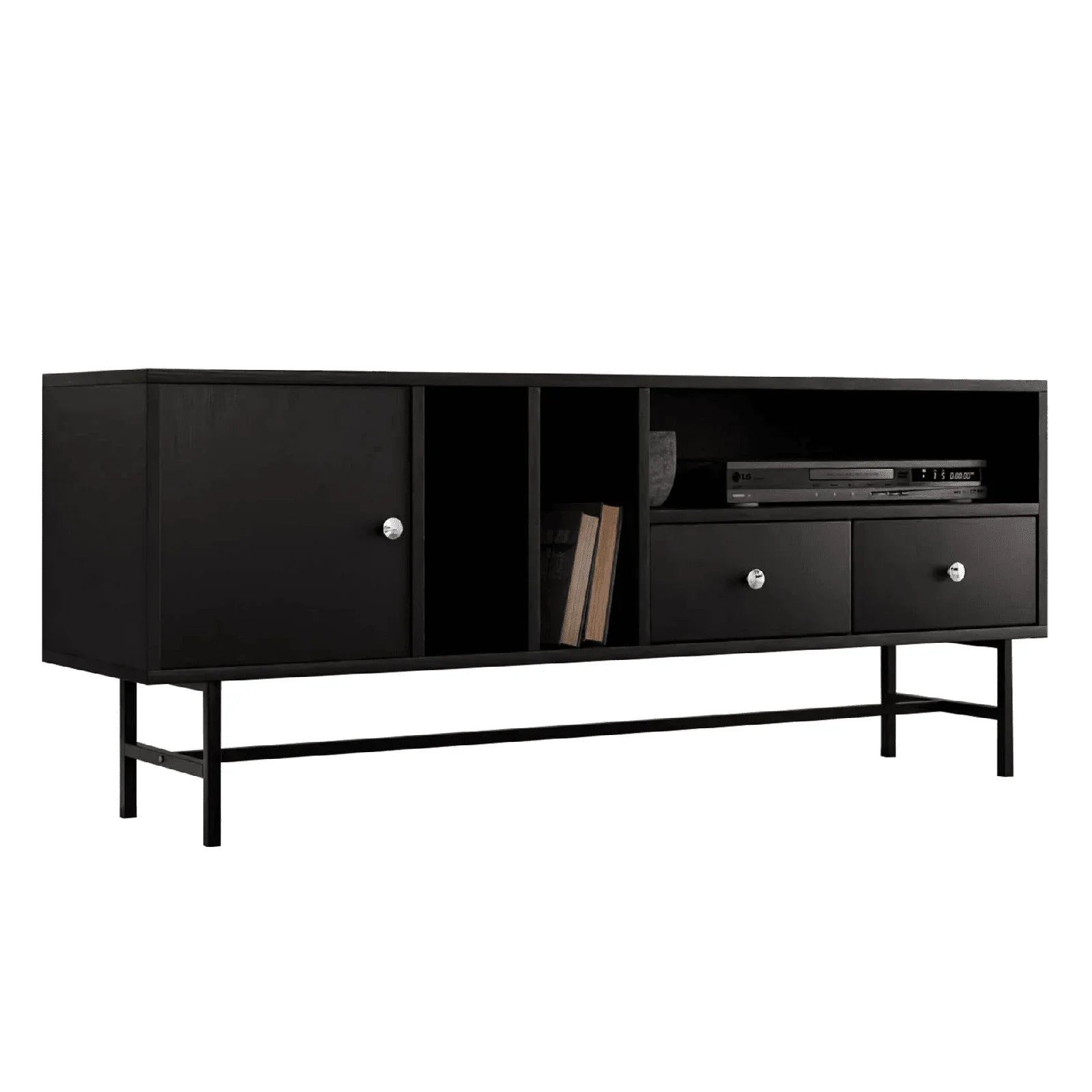 Rochester Modern Rectangular TV Stand: Enclosed Storage & Powder-Coated Iron Legs - Elax Furniture
