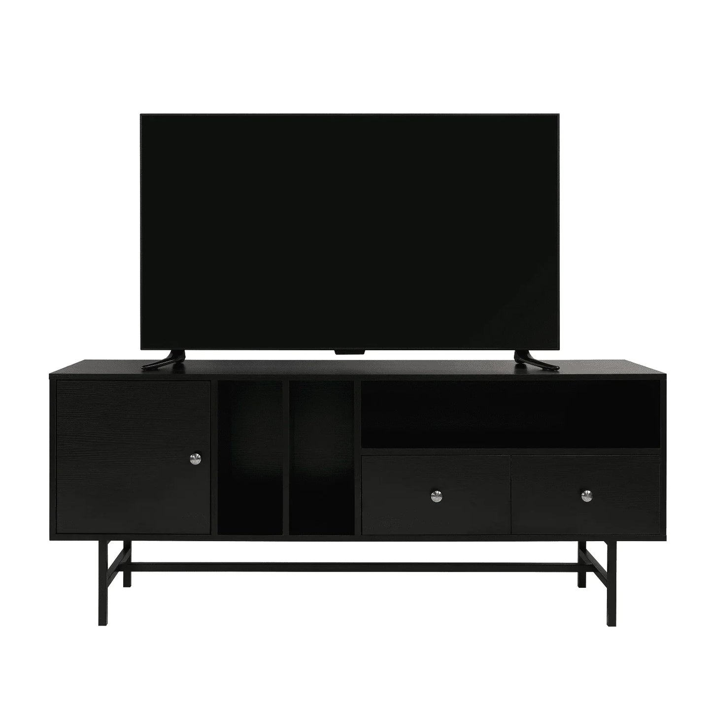 Rochester Modern Rectangular TV Stand: Enclosed Storage & Powder-Coated Iron Legs - Elax Furniture