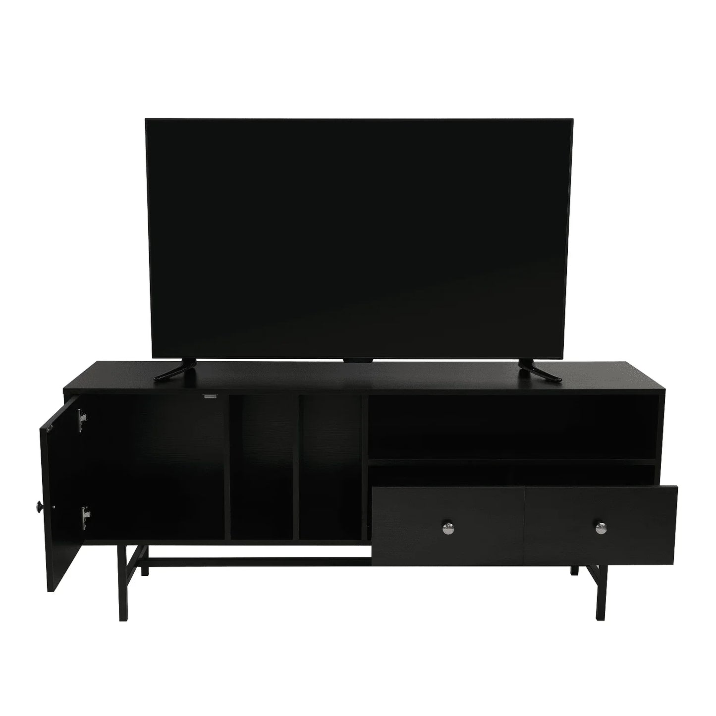 Rochester Modern Rectangular TV Stand: Enclosed Storage & Powder-Coated Iron Legs - Elax Furniture