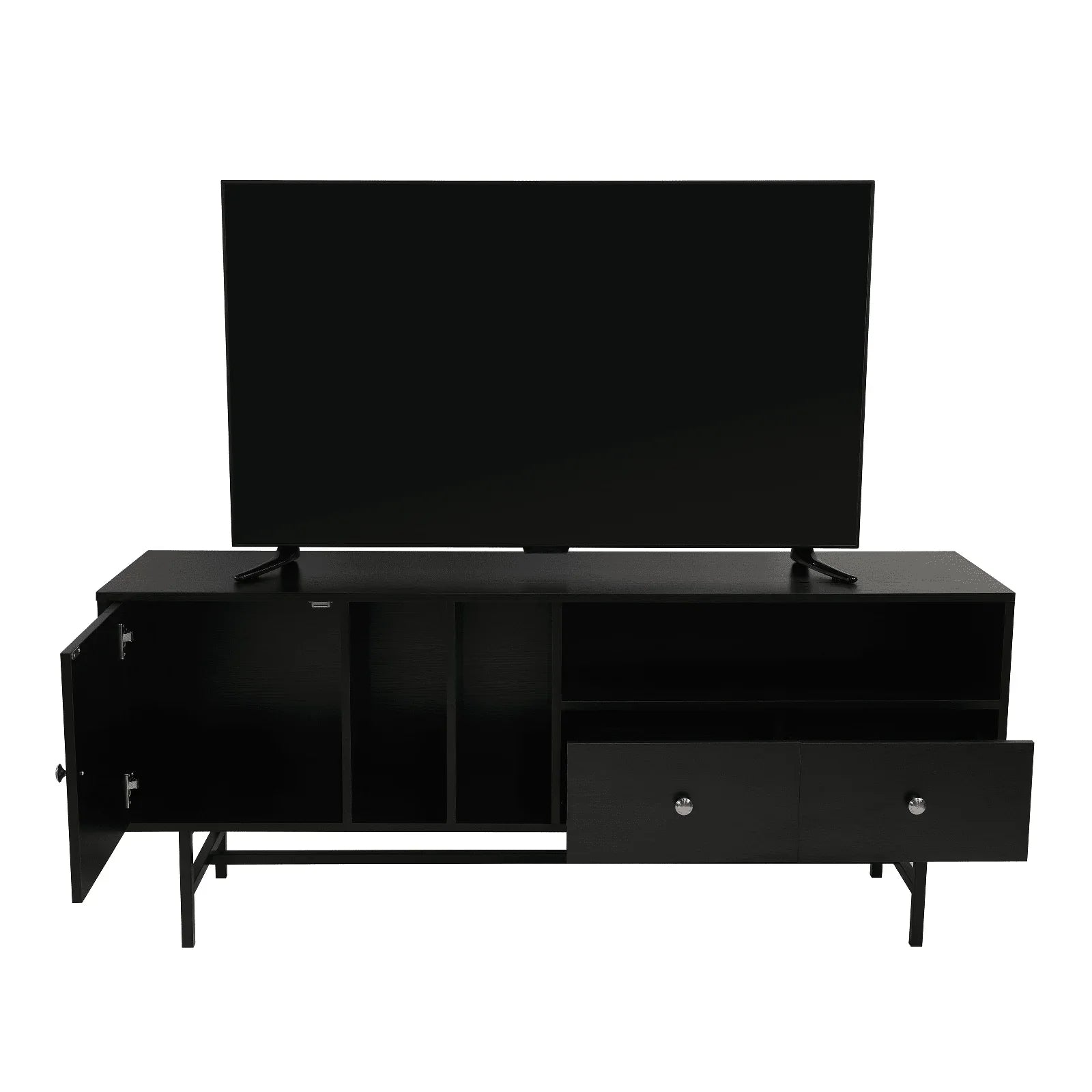 Rochester Modern Rectangular TV Stand: Enclosed Storage & Powder-Coated Iron Legs - Elax Furniture