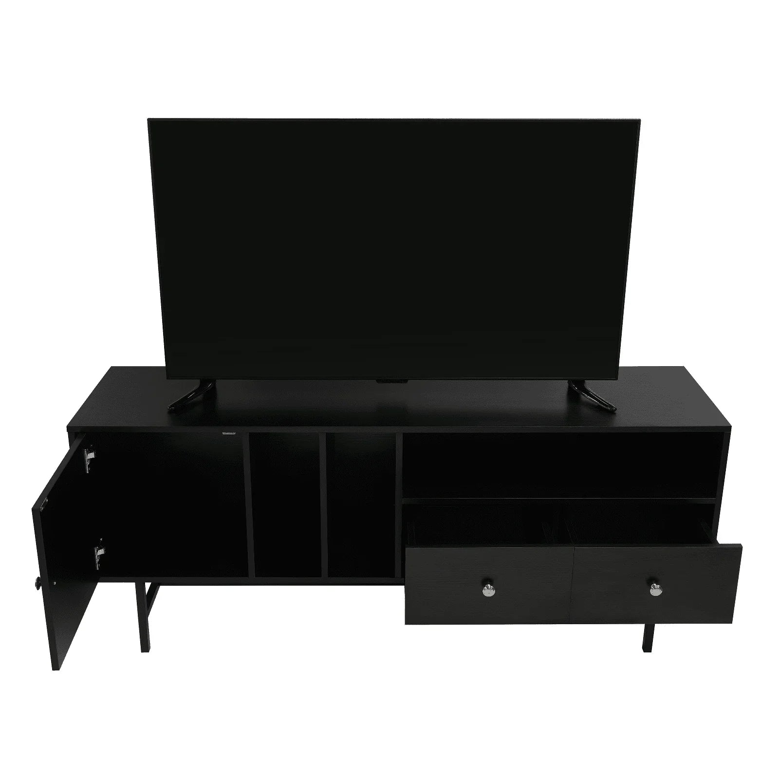 Rochester Modern Rectangular TV Stand: Enclosed Storage & Powder-Coated Iron Legs - Elax Furniture