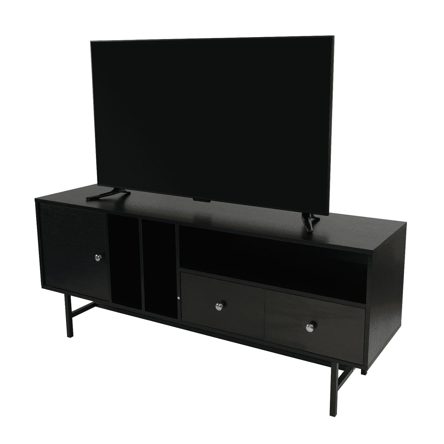 Rochester Modern Rectangular TV Stand: Enclosed Storage & Powder-Coated Iron Legs - Elax Furniture