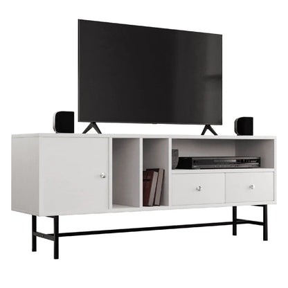 Rochester Modern Rectangular TV Stand: Enclosed Storage & Powder-Coated Iron Legs - Elax Furniture