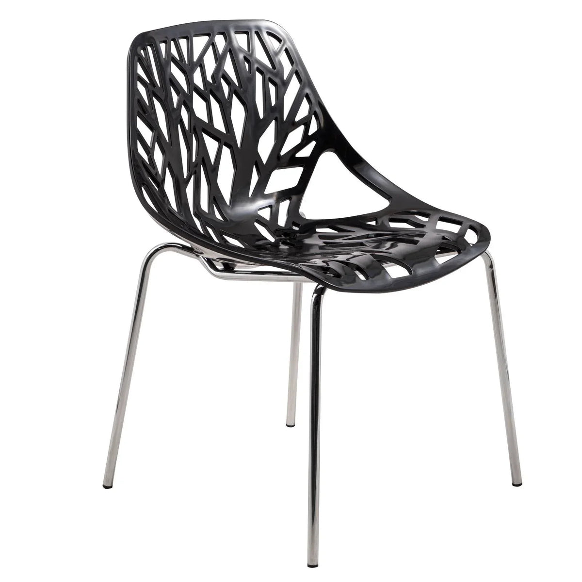 Ravenna 5-Piece Dining Set: 4 Stackable Plastic Chairs & Round Table With Geometric Base - Elax Furniture