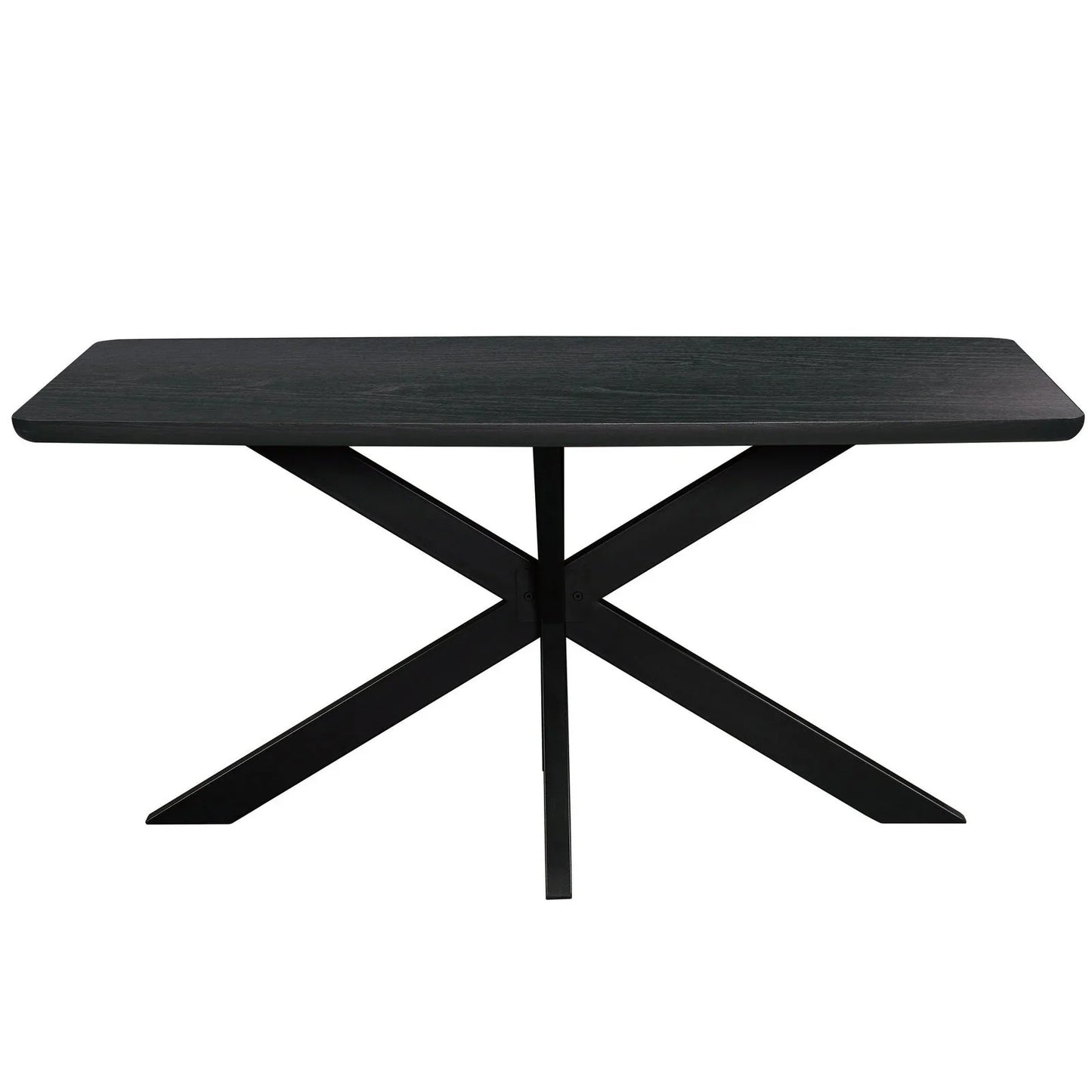 Lawrence 7-Piece Dining Set: Folding Acrylic Chairs & Rectangular Wood Table with Geometric Base - Elax Furniture