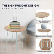 Rossmore Round Side Table with MDF Wood Tabletop in White Steel - Elax Furniture