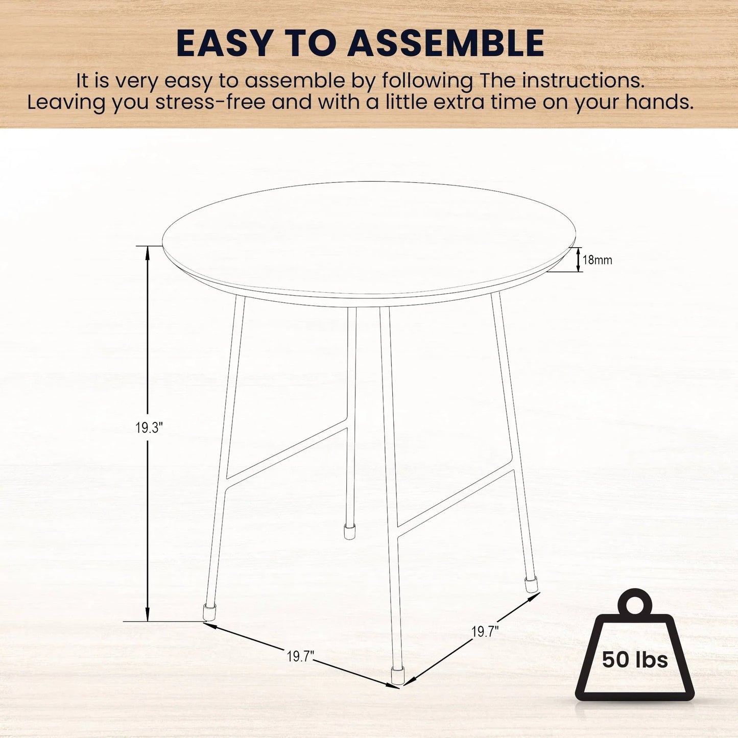 Rossmore Round Side Table with MDF Wood Tabletop in Black Steel - Elax Furniture