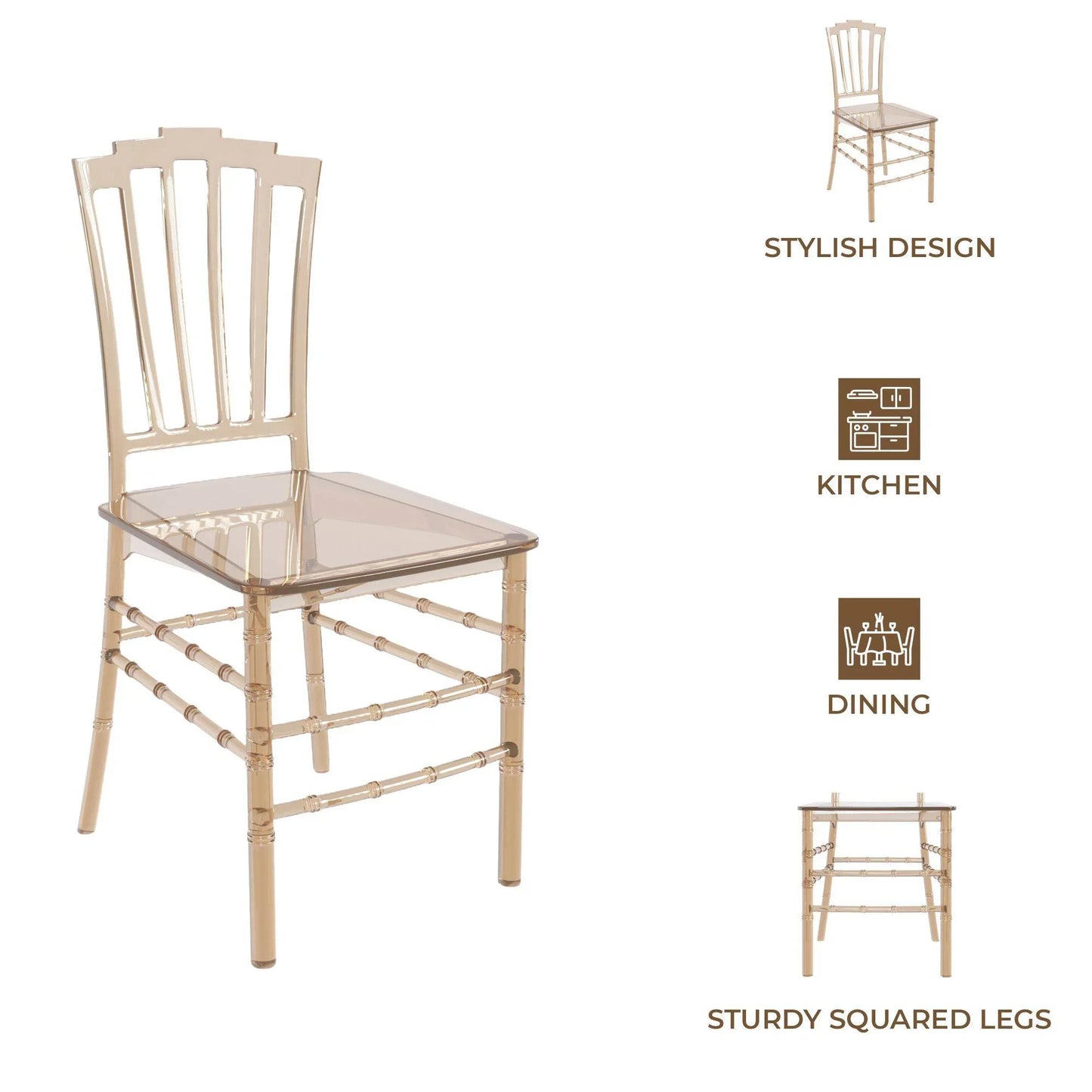 Synth Dining Chair Polycarbonate Side Chair with Windsor Back Design - Elax Furniture