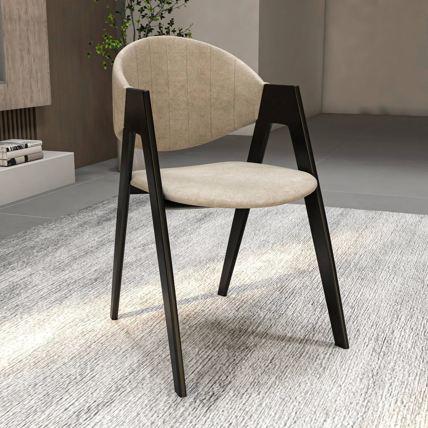 Savor Dining Chair in Leather/Polyester with Curved and Open-Back Design - Elax Furniture