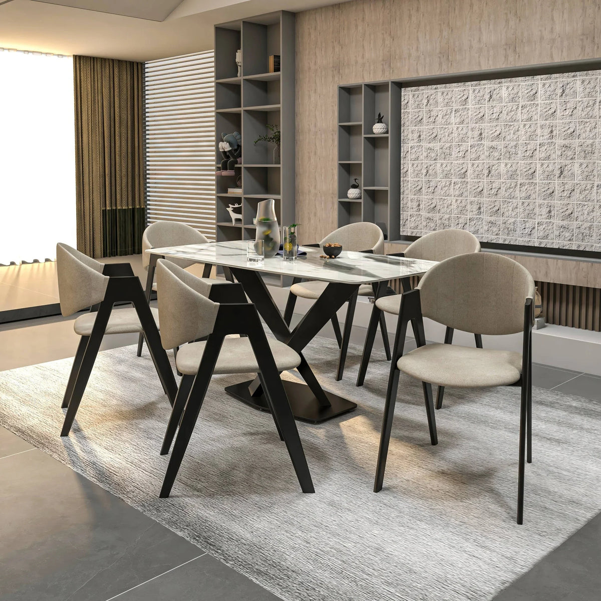 Savor Dining Chair in Leather/Polyester with Curved and Open-Back Design - Elax Furniture