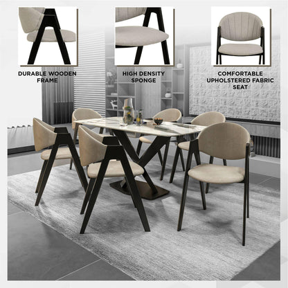 Savor Dining Chair in Leather/Polyester with Curved and Open-Back Design - Elax Furniture