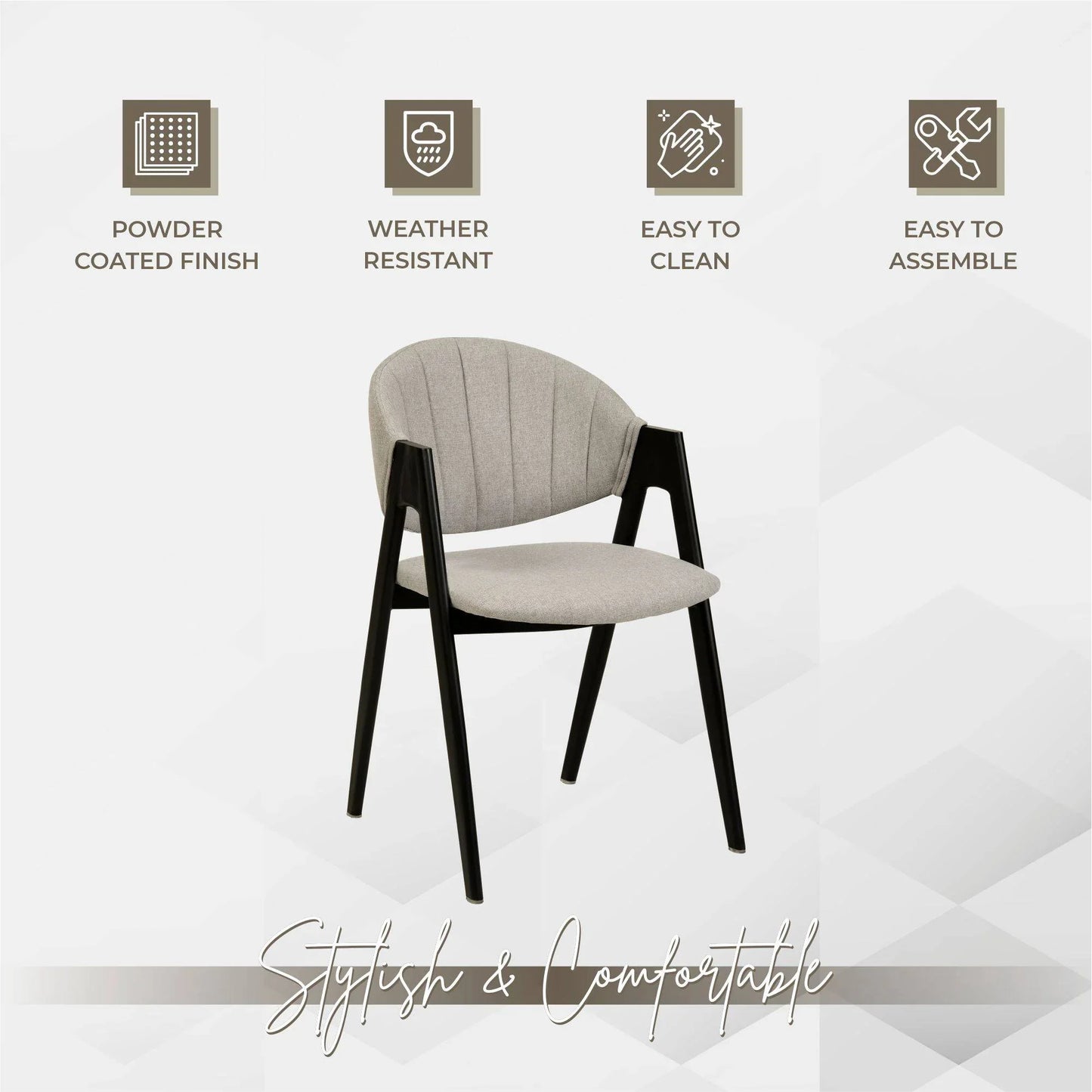Savor Dining Chair in Leather/Polyester with Curved and Open-Back Design - Elax Furniture