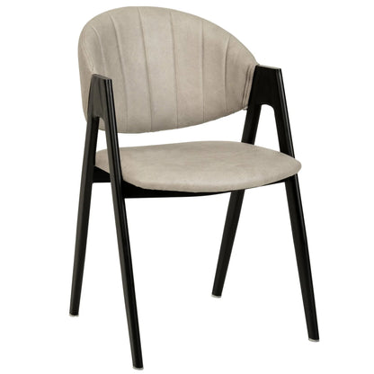 Savor Dining Chair in Leather/Polyester with Curved and Open-Back Design - Elax Furniture