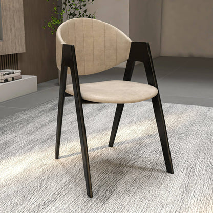 Savor Dining Chair in Leather/Polyester with Curved and Open-Back Design - Elax Furniture