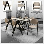 Savor Dining Chair in Leather/Polyester with Curved and Open-Back Design - Elax Furniture