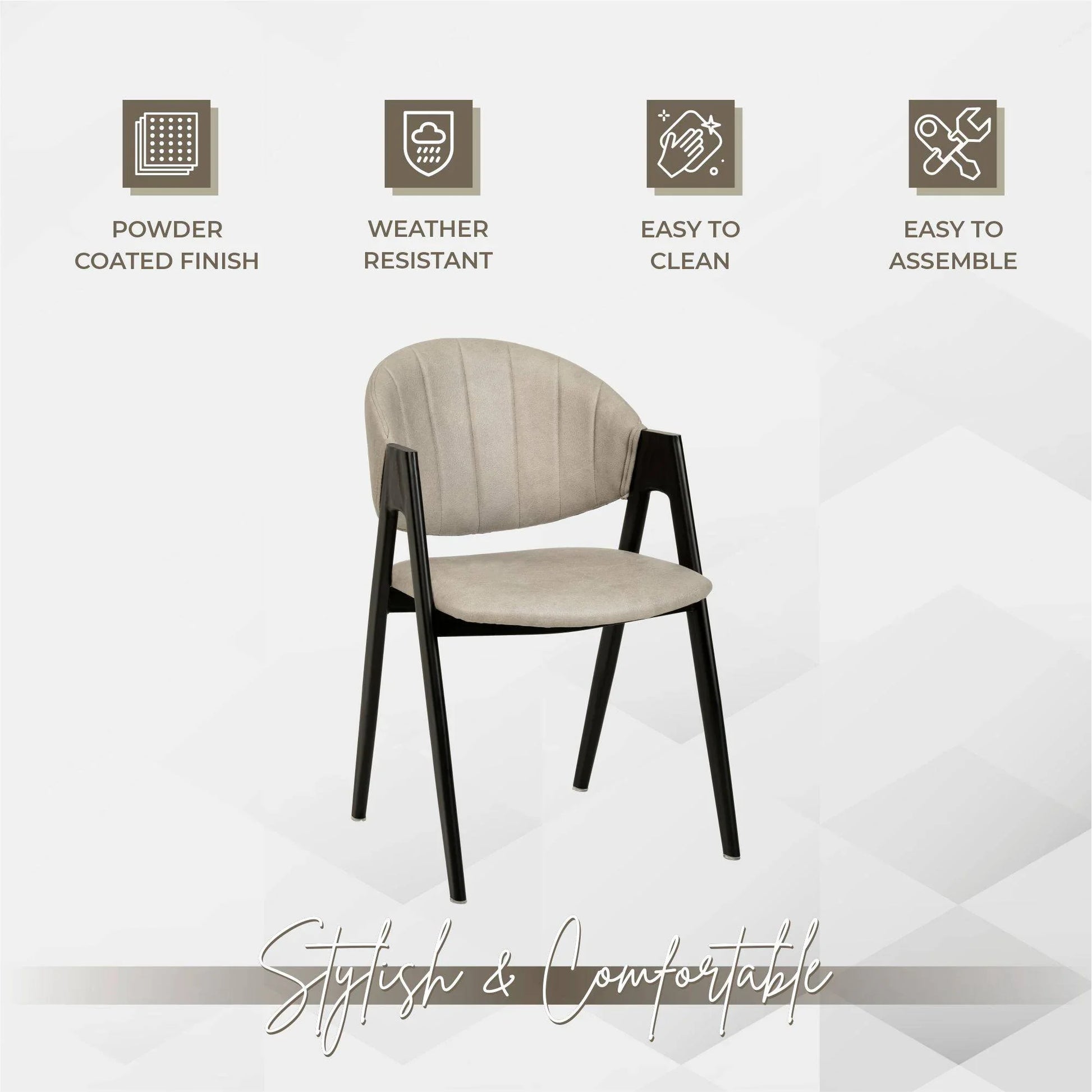 Savor Dining Chair in Leather/Polyester with Curved and Open-Back Design - Elax Furniture