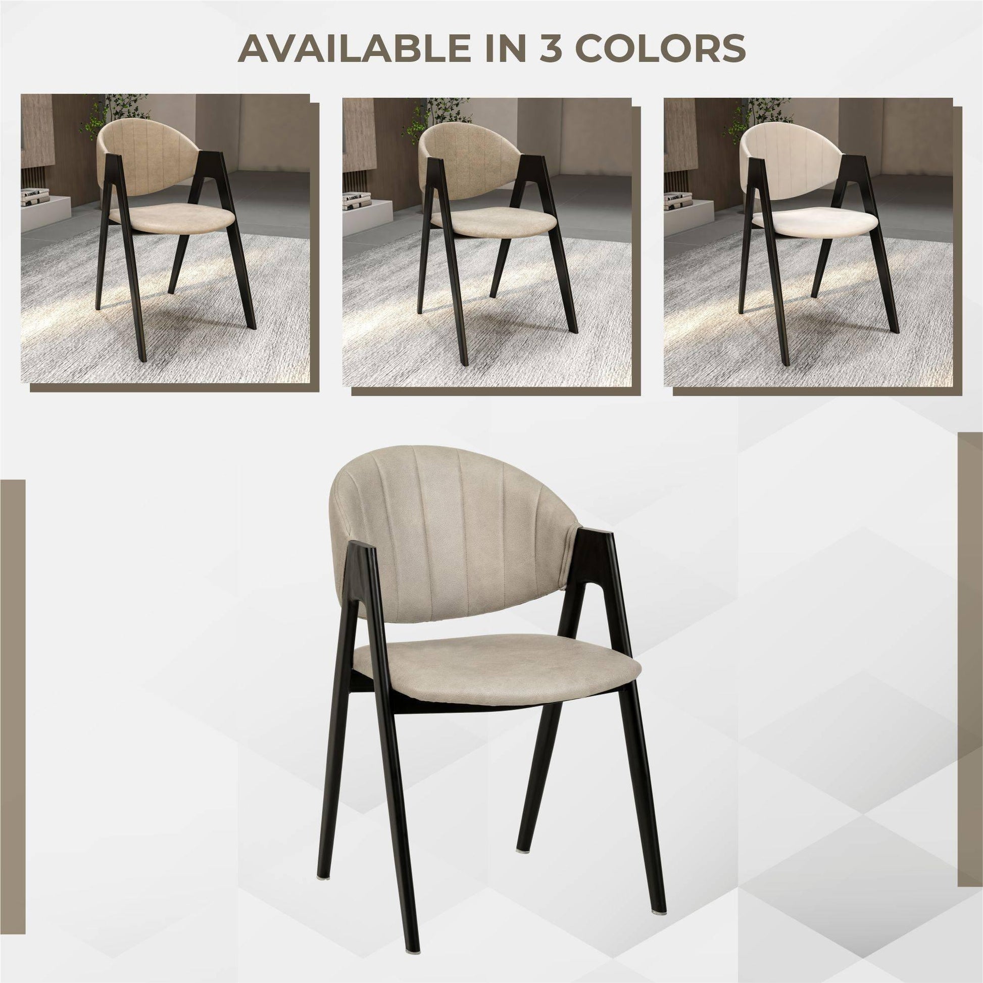 Savor Dining Chair in Leather/Polyester with Curved and Open-Back Design - Elax Furniture