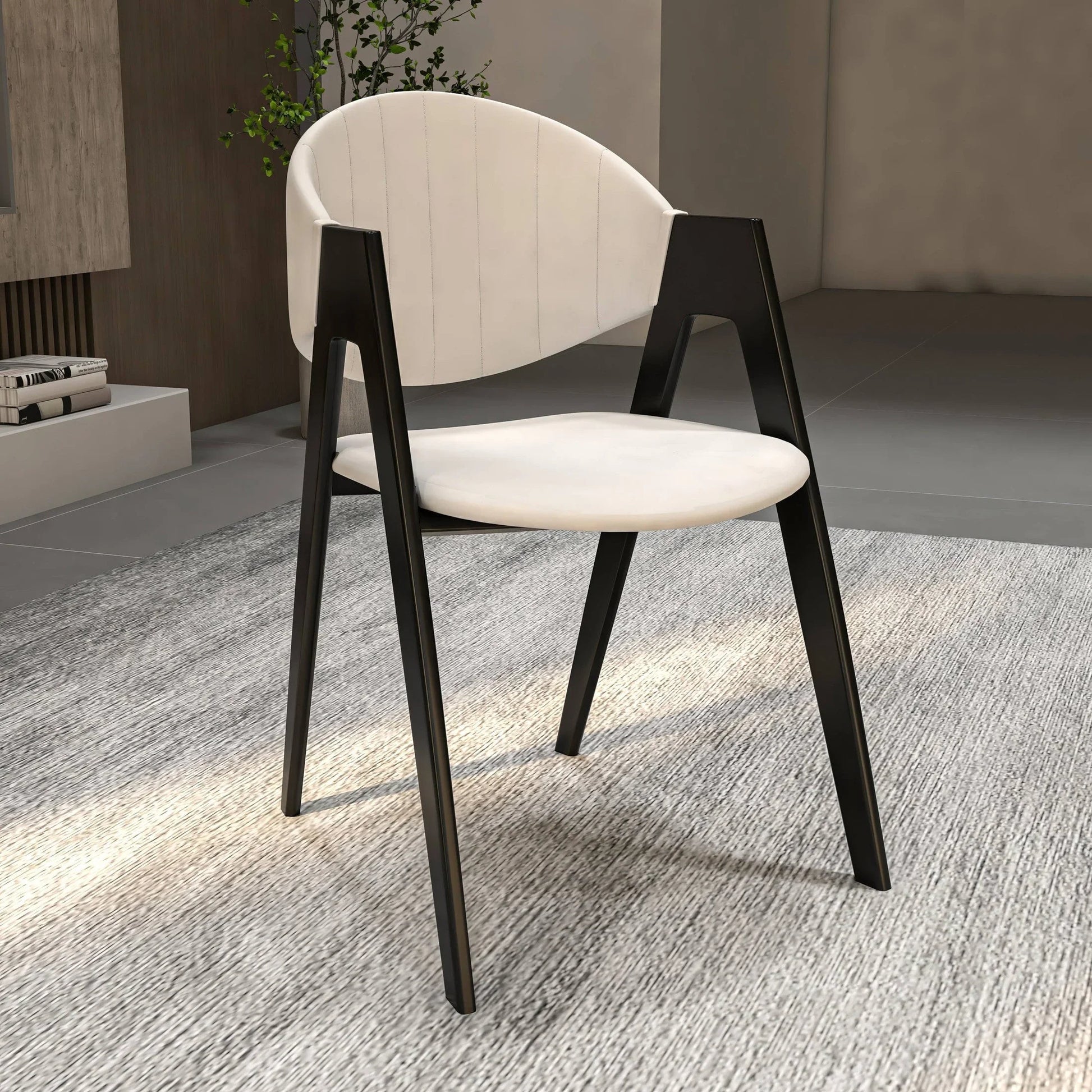 Savor Dining Chair in Leather/Polyester with Curved and Open-Back Design - Elax Furniture