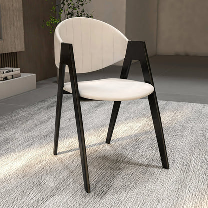 Savor Dining Chair in Leather/Polyester with Curved and Open-Back Design - Elax Furniture