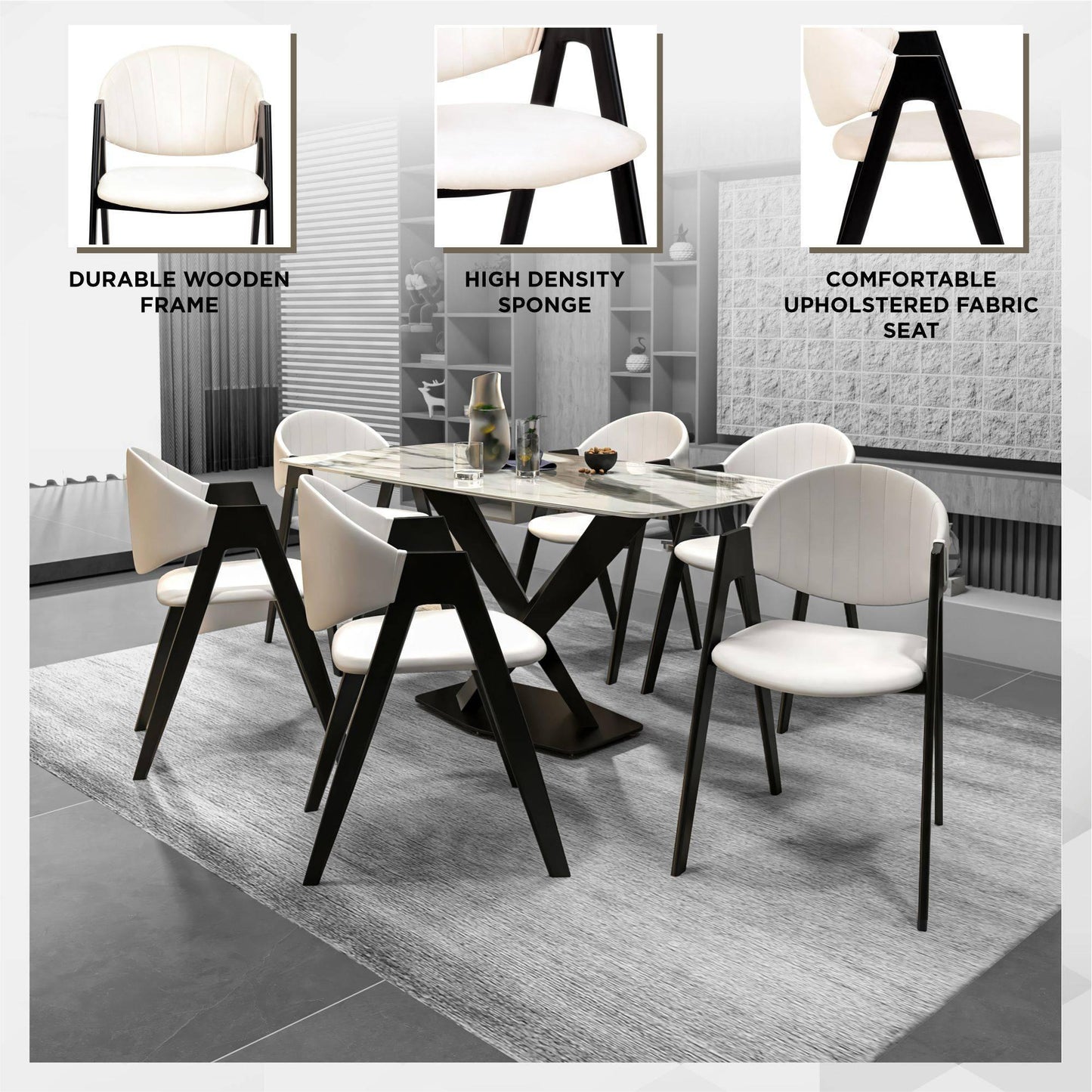 Savor Dining Chair in Leather/Polyester with Curved and Open-Back Design - Elax Furniture