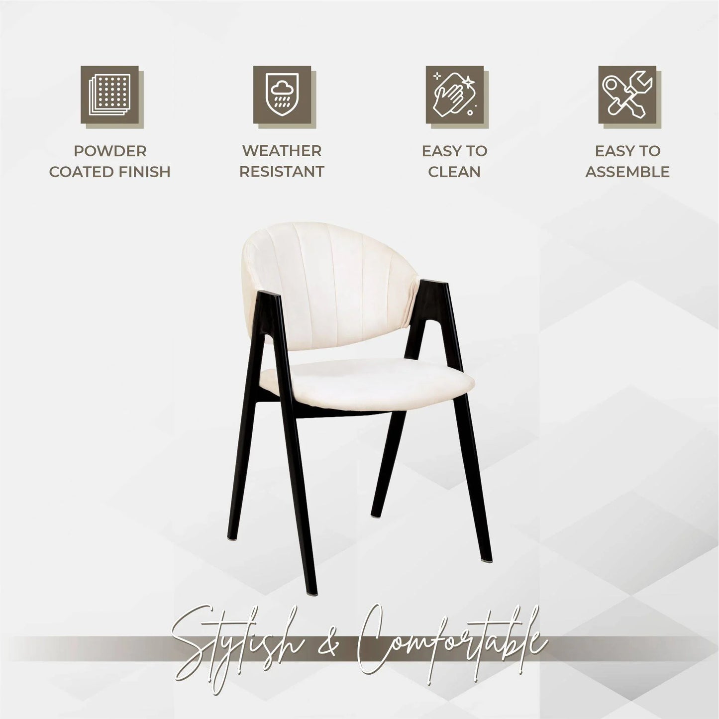 Savor Dining Chair in Leather/Polyester with Curved and Open-Back Design - Elax Furniture