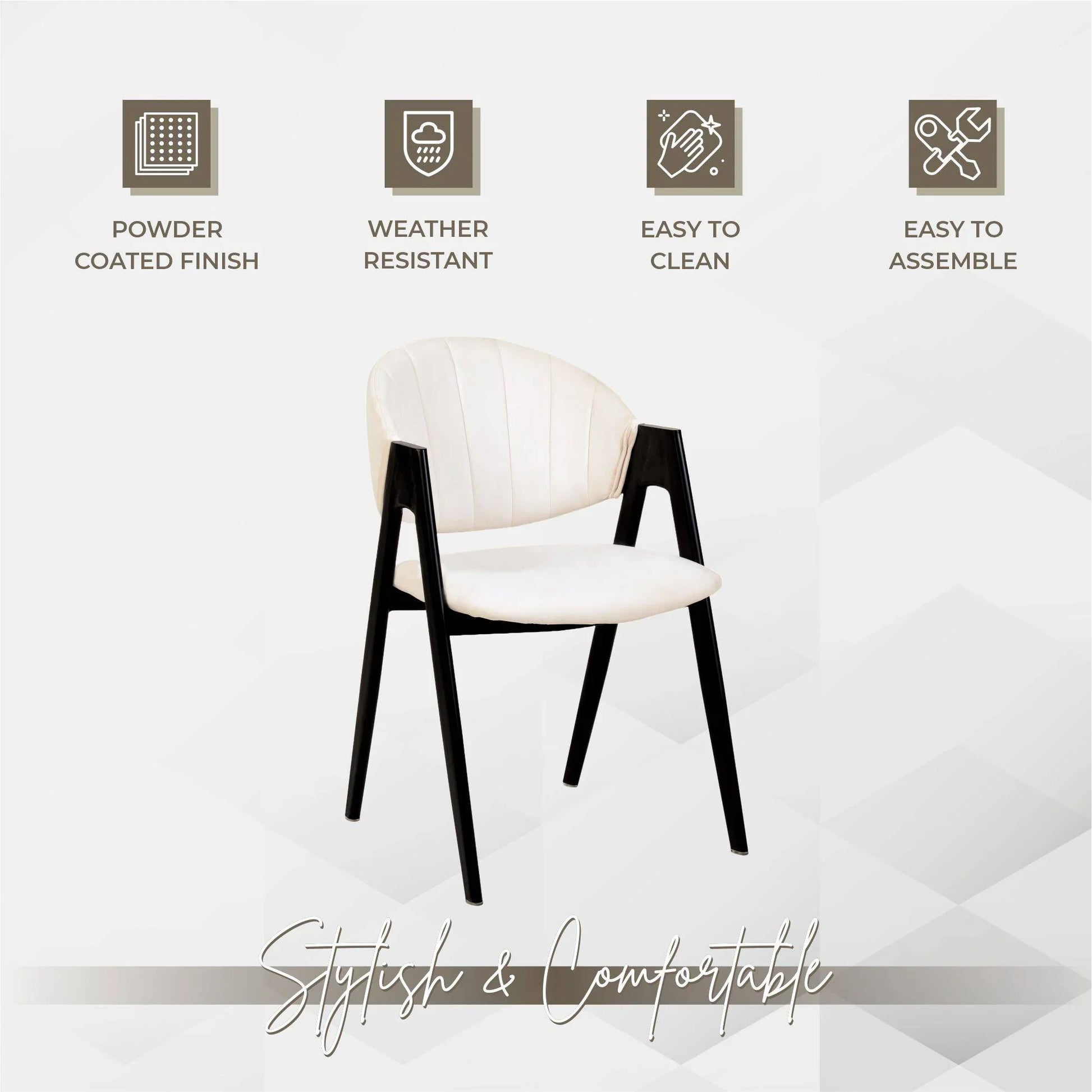 Savor Dining Chair in Leather/Polyester with Curved and Open-Back Design - Elax Furniture
