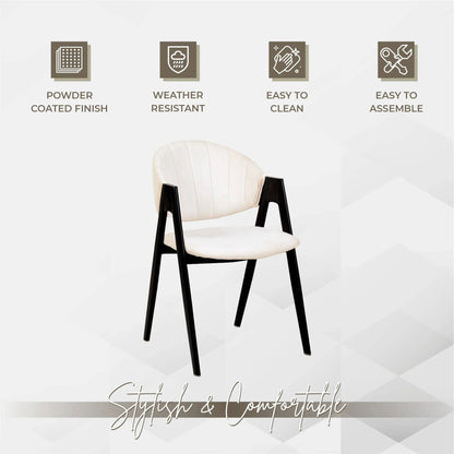 Savor Dining Chair in Leather/Polyester with Curved and Open-Back Design - Elax Furniture