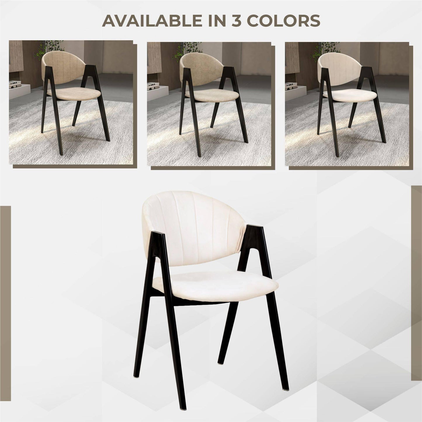 Savor Dining Chair in Leather/Polyester with Curved and Open-Back Design - Elax Furniture