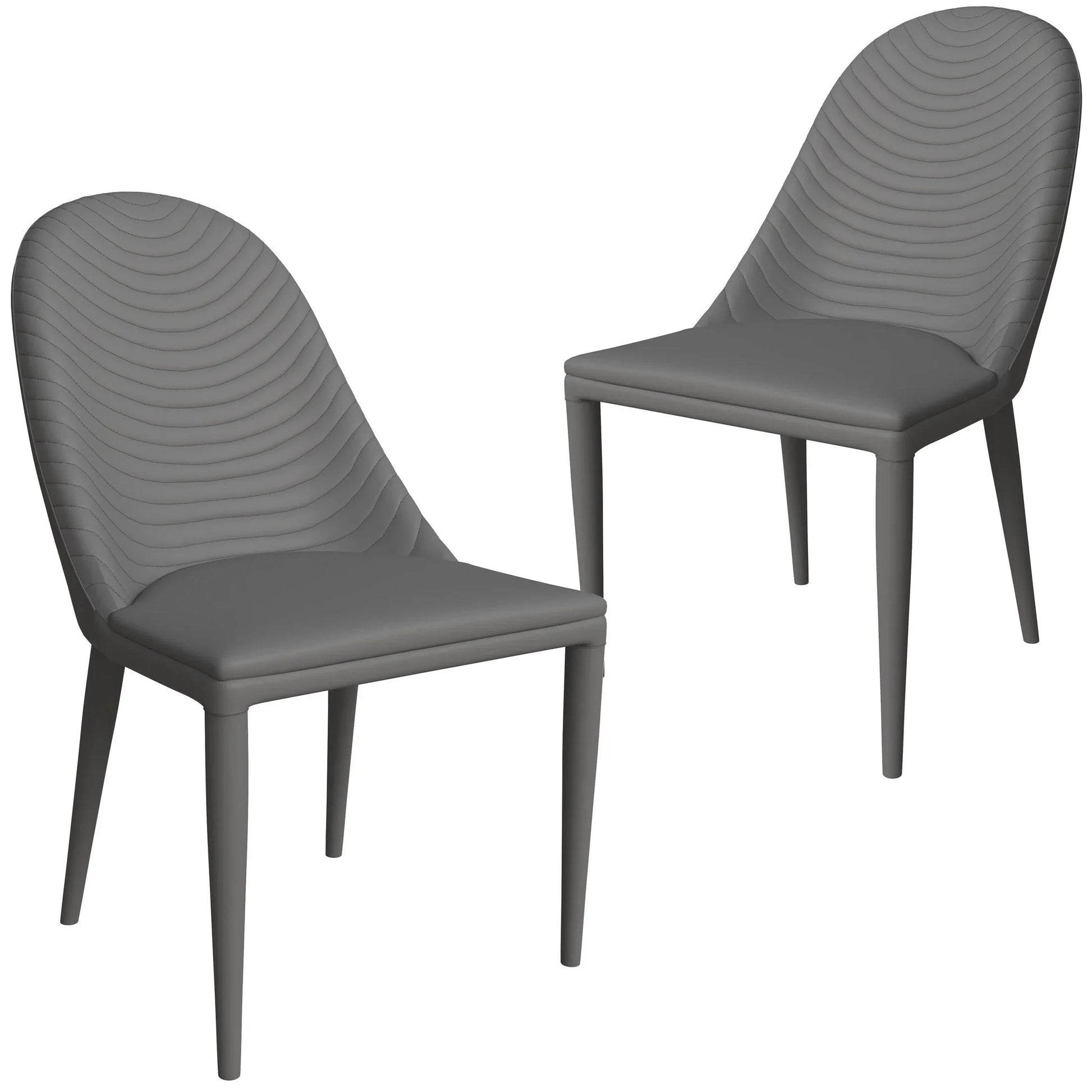 Seville Dining Chair Upholstered in Leather Side Chair with Iron Legs Set of 2 - Elax Furniture