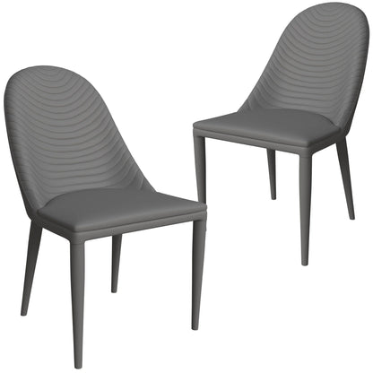 Seville Dining Chair Upholstered in Leather Side Chair with Iron Legs Set of 2 - Elax Furniture