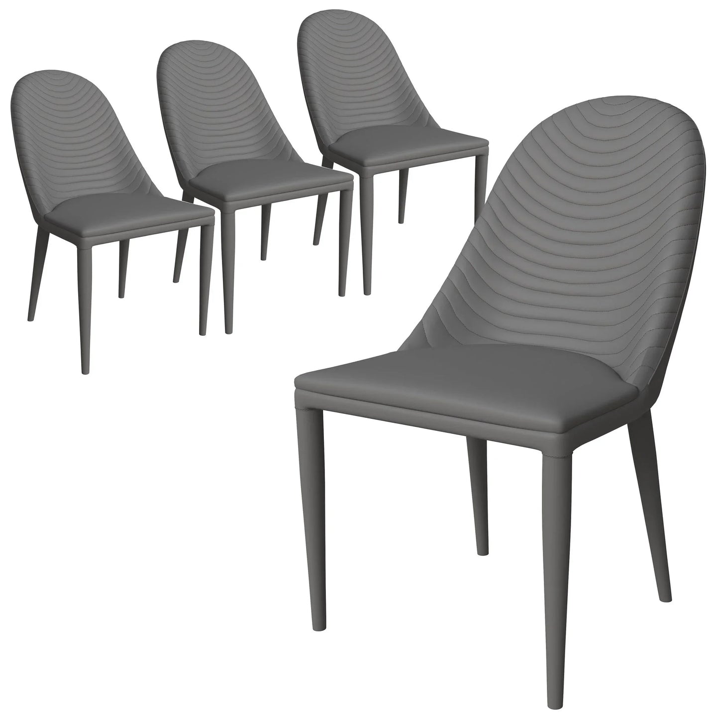 Seville Dining Chair Upholstered in Leather Side Chair with Iron Legs Set of 4 - Elax Furniture