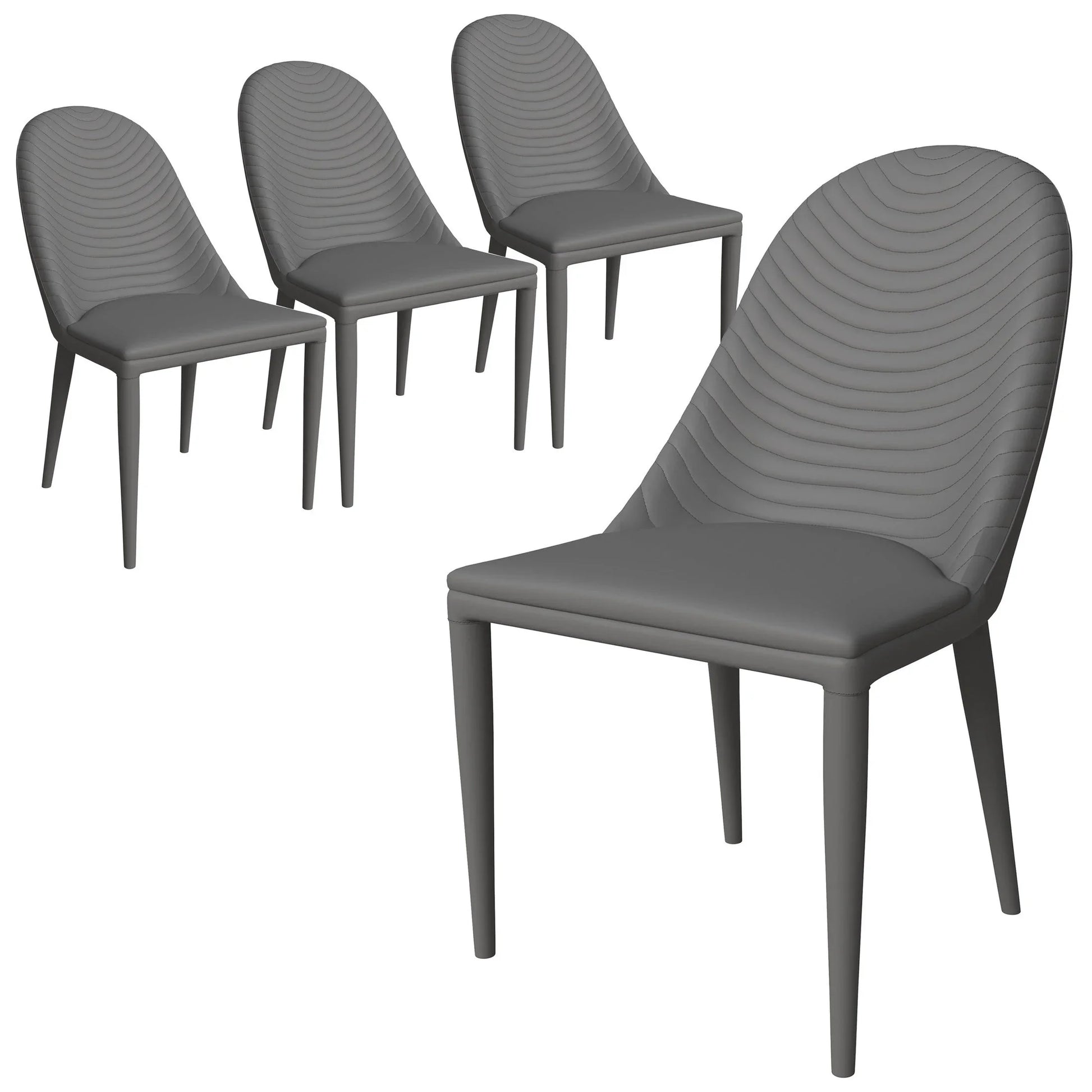 Seville Dining Chair Upholstered in Leather Side Chair with Iron Legs Set of 4 - Elax Furniture