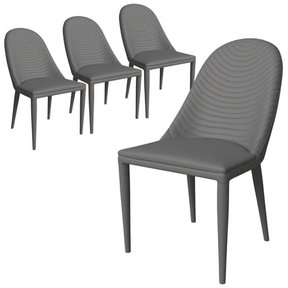 Seville Dining Chair Upholstered in Leather Side Chair with Iron Legs Set of 4 - Elax Furniture