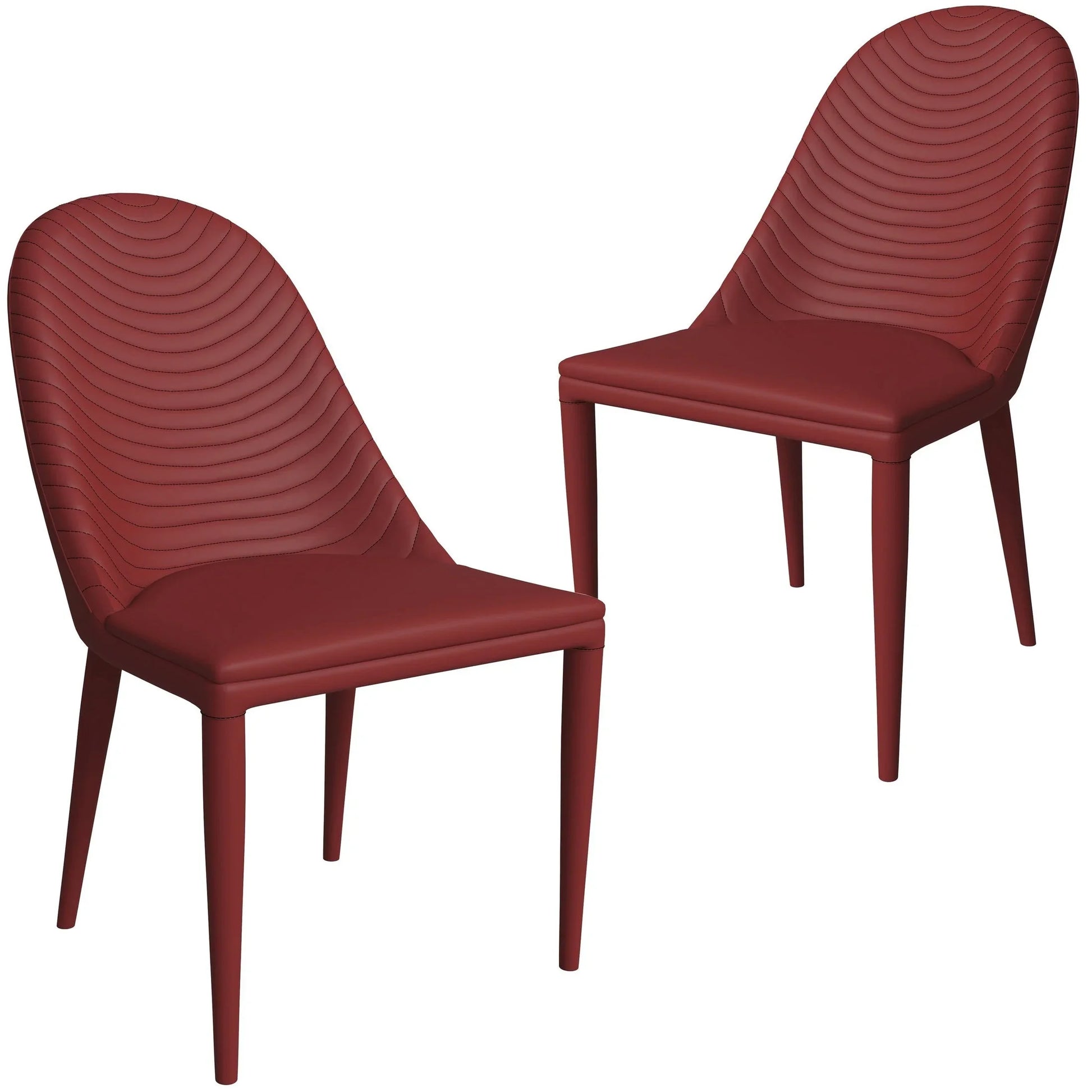 Seville Dining Chair Upholstered in Leather Side Chair with Iron Legs Set of 2 - Elax Furniture