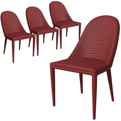 Seville Dining Chair Upholstered in Leather Side Chair with Iron Legs Set of 4 - Elax Furniture