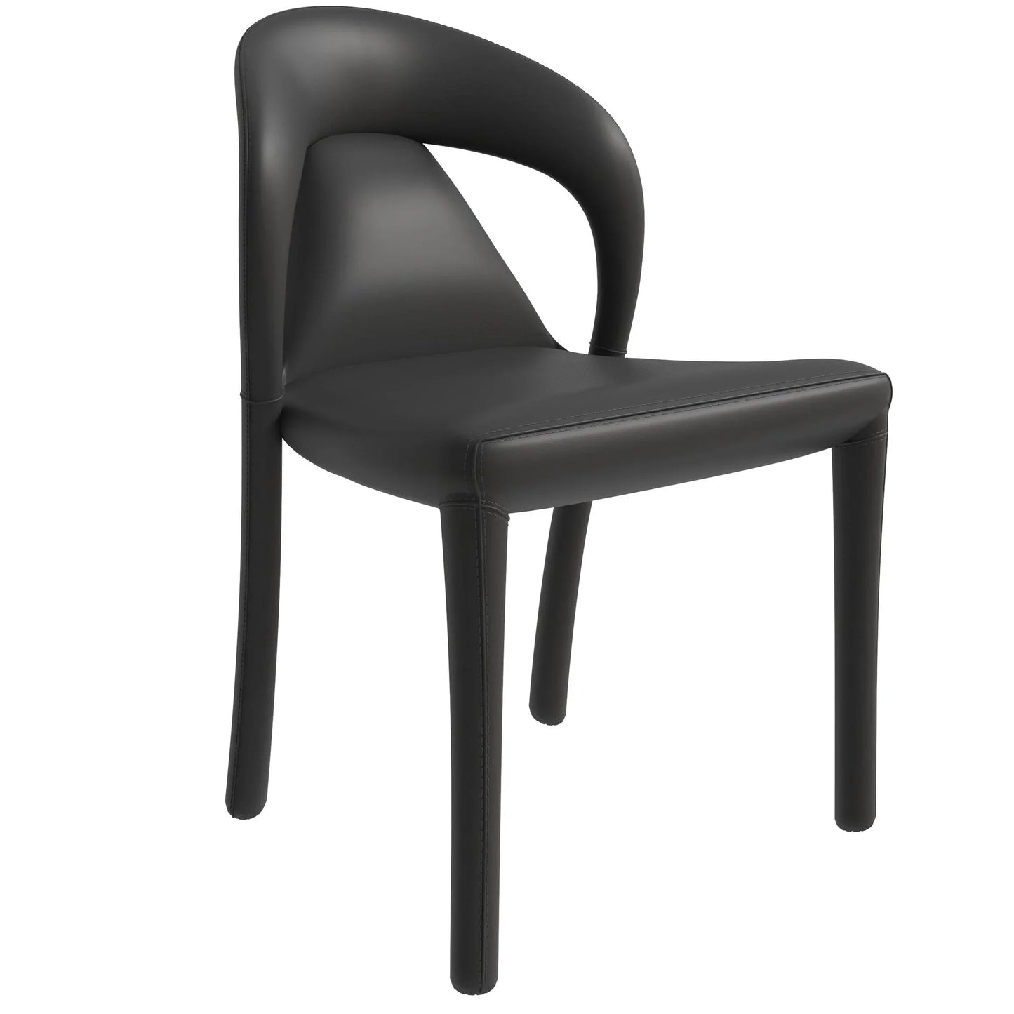 Solace Series Dining Chair Upholstered in Leather with Steel Legs and an Open Back Design - Elax Furniture