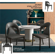 Solace Series Dining Chair Upholstered in Leather with Steel Legs and an Open Back Design - Elax Furniture