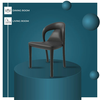 Solace Series Dining Chair Upholstered in Leather with Steel Legs and an Open Back Design - Elax Furniture