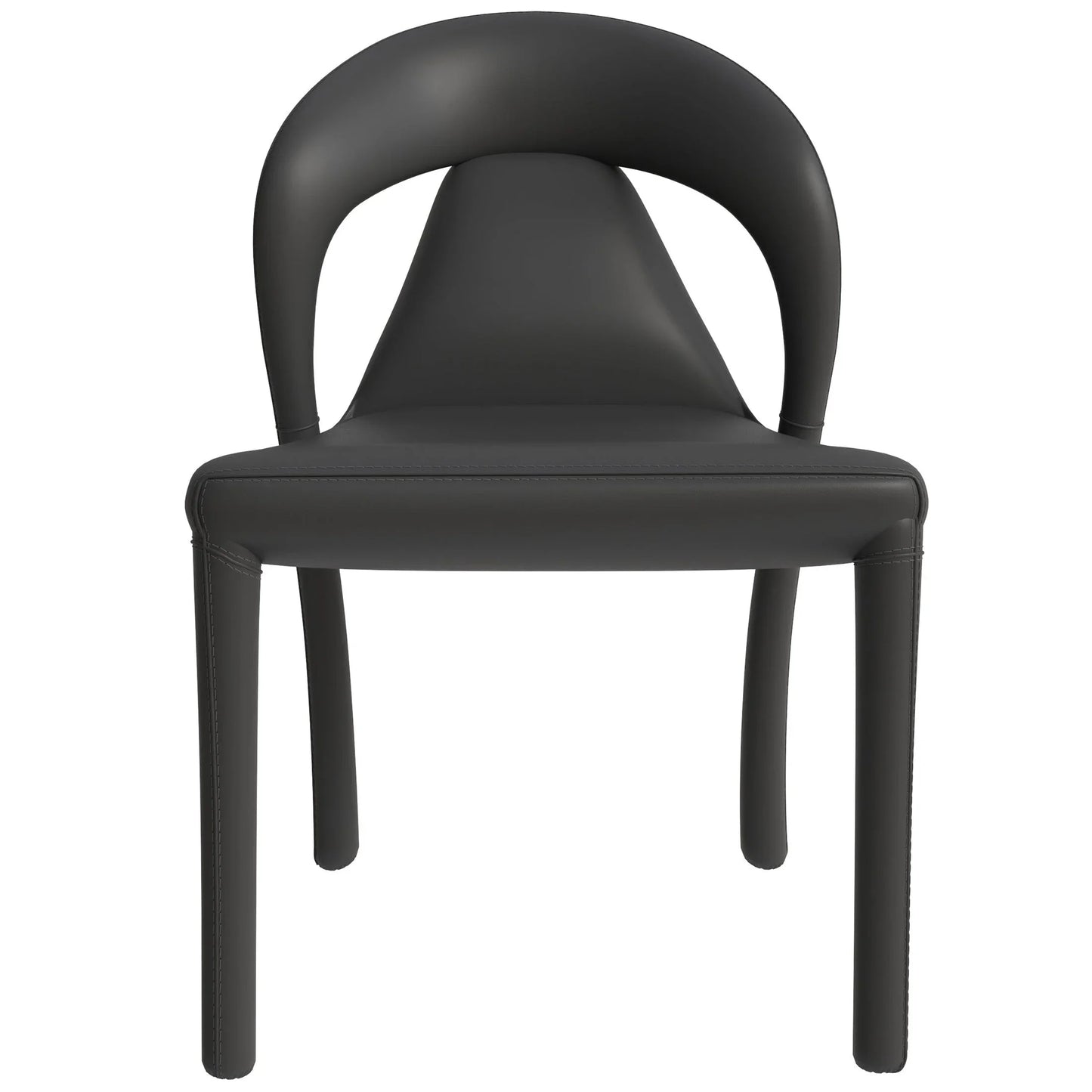 Solace Series Dining Chair Upholstered in Leather with Steel Legs and an Open Back Design - Elax Furniture