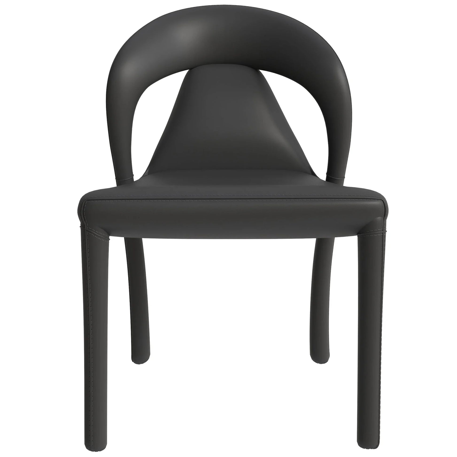 Solace Series Dining Chair Upholstered in Leather with Steel Legs and an Open Back Design - Elax Furniture