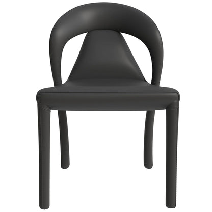 Solace Series Dining Chair Upholstered in Leather with Steel Legs and an Open Back Design - Elax Furniture