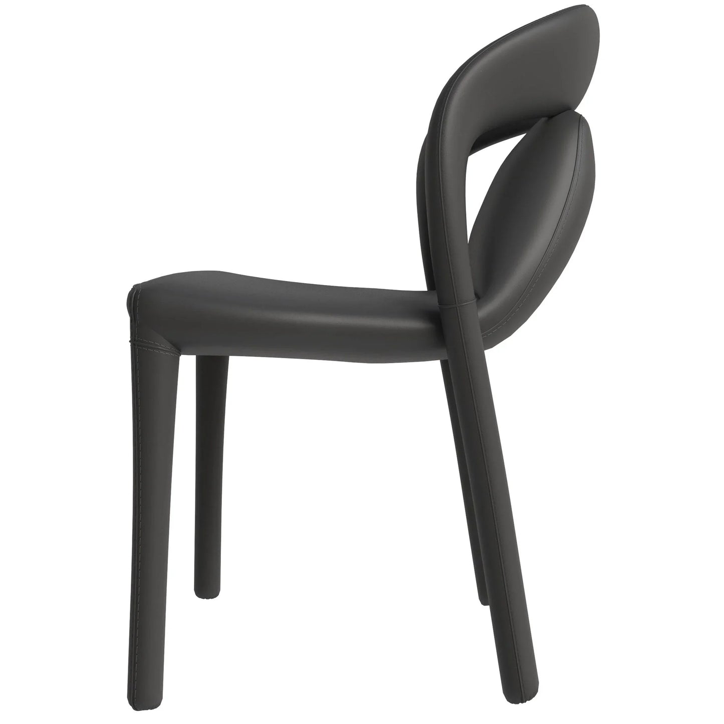 Solace Series Dining Chair Upholstered in Leather with Steel Legs and an Open Back Design - Elax Furniture