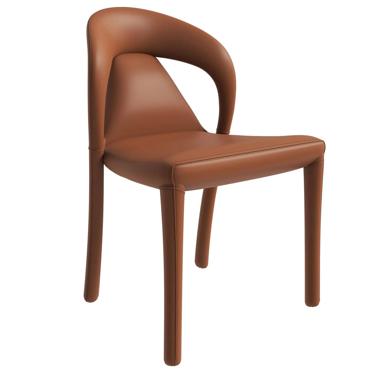 Solace Series Dining Chair Upholstered in Leather with Steel Legs and an Open Back Design - Elax Furniture
