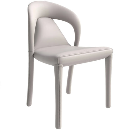 Solace Series Dining Chair Upholstered in Leather with Steel Legs and an Open Back Design - Elax Furniture