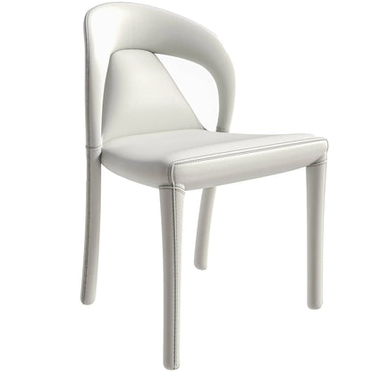 Solace Series Dining Chair Upholstered in Leather with Steel Legs and an Open Back Design - Elax Furniture