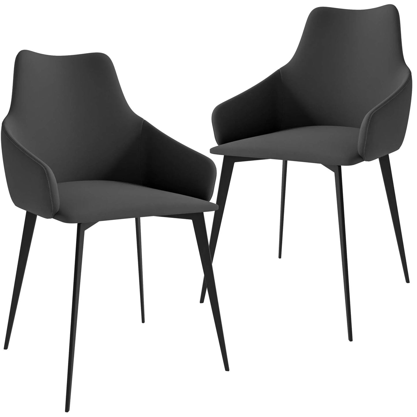 Sonnet Dining Chair with Armrests and Black Powder-Coated Iron Legs Set of 2 - Elax Furniture